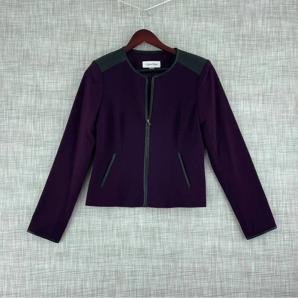 Calvin Klein Womens Size 4 full zip Purple blazer jacket 1364 - Picture 1 of 10